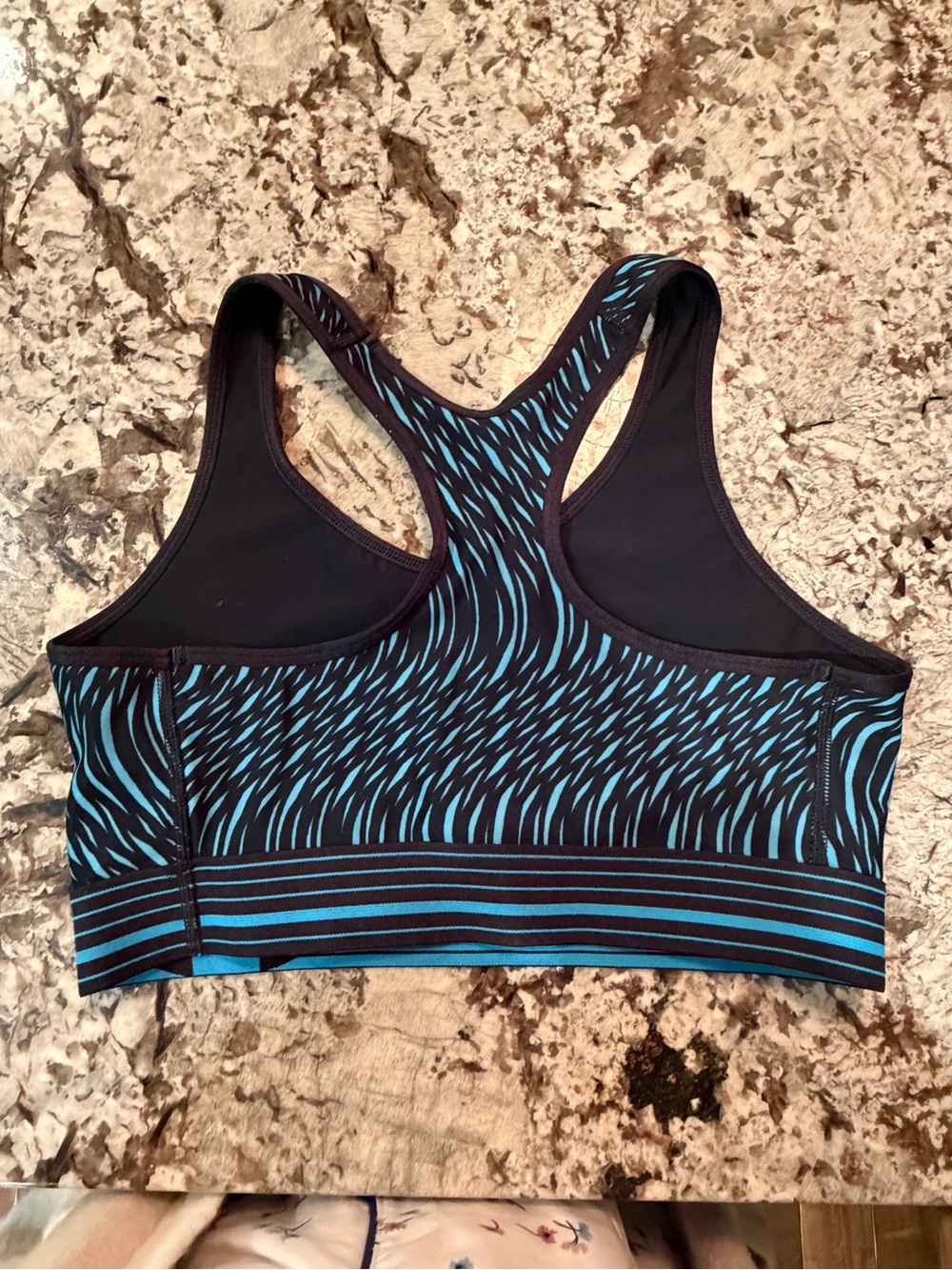 Under Armour HeatGear Compression Sports Bra Medium Blue Black Zebra Print - Picture 4 of 7